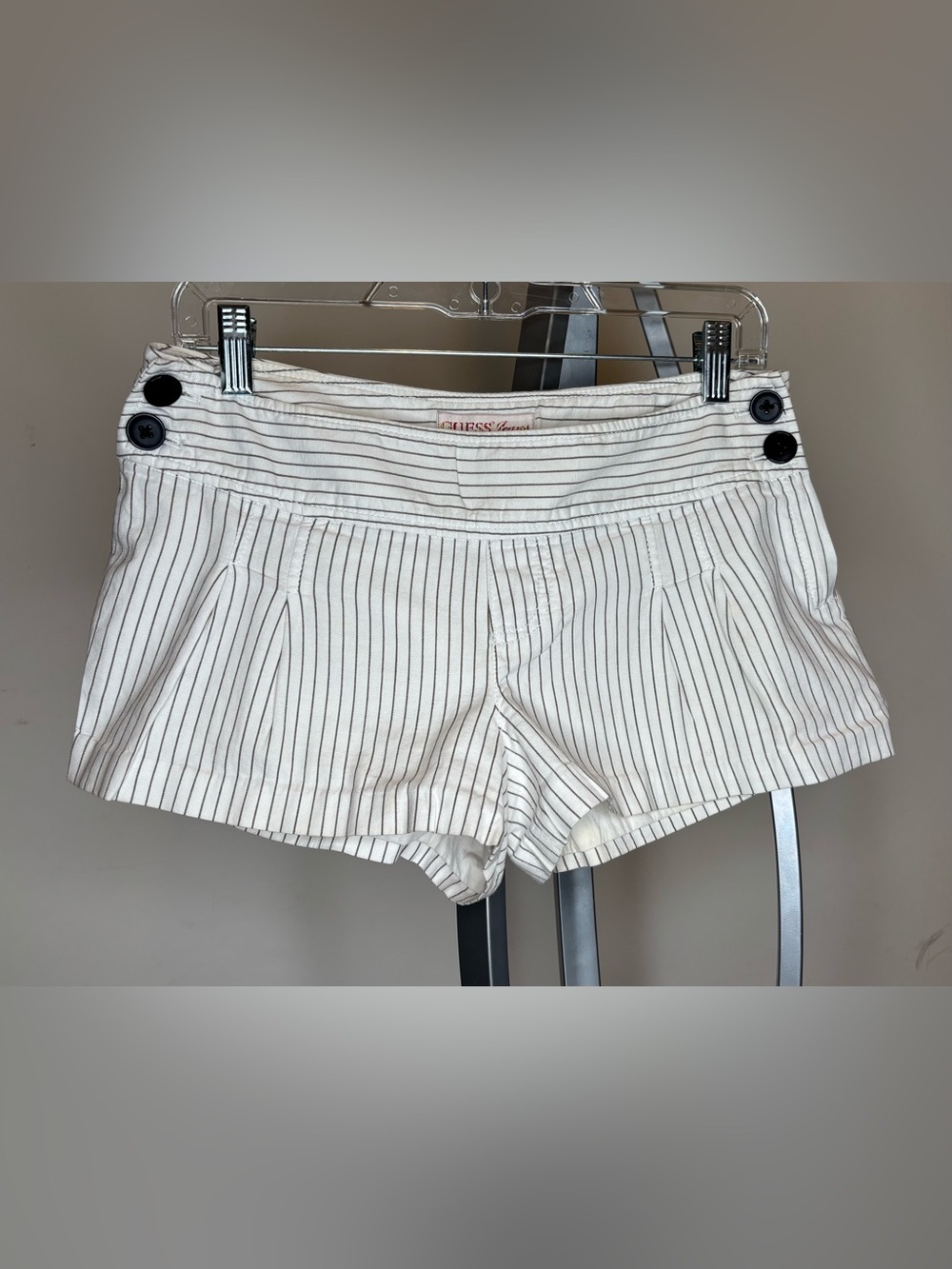 GUESS White and Black Pinstripe Women’s  Dress Shorts